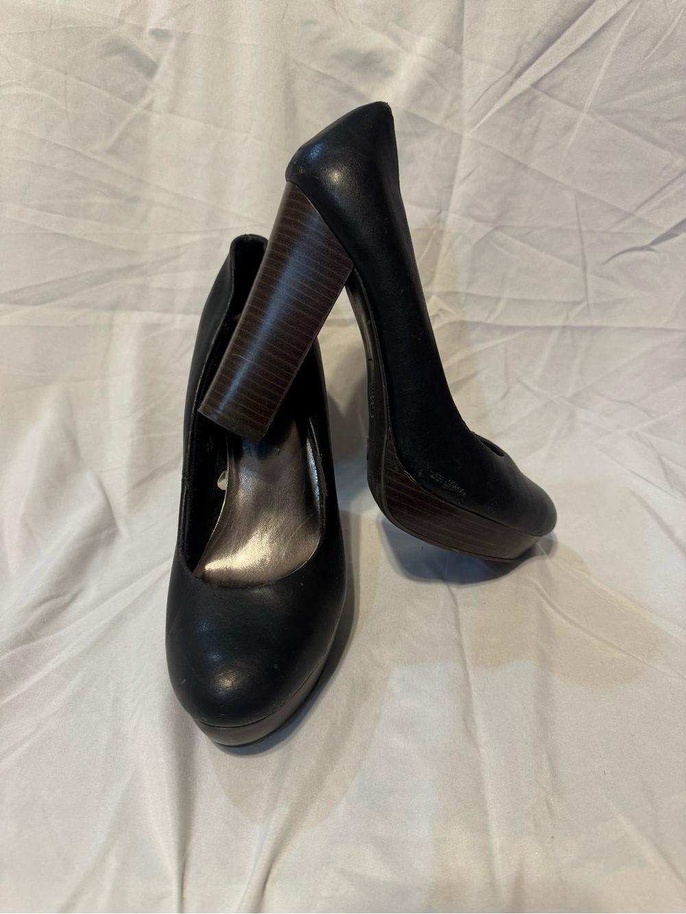 Mossimo Supply Co. Black Platform Pumps with Stacked Heel